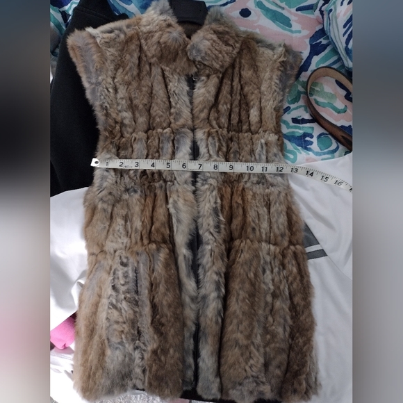 Linda Richards Luxury Reversible Rabbit Fur Silk Vest Jacket Top Medium - Picture 8 of 10